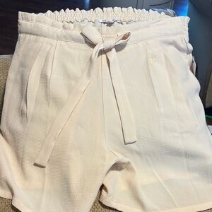 Nordstrom DR2 Cream High-Waist Tie-Waist Pull-On Shorts